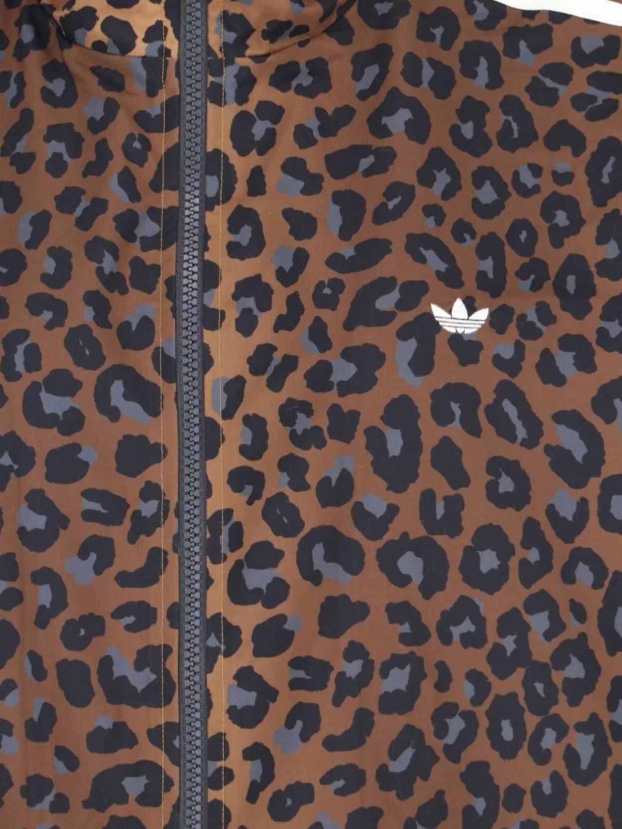 Adidas Originals Animal Print High Collar Sweatshirt With Side Pockets In Brown