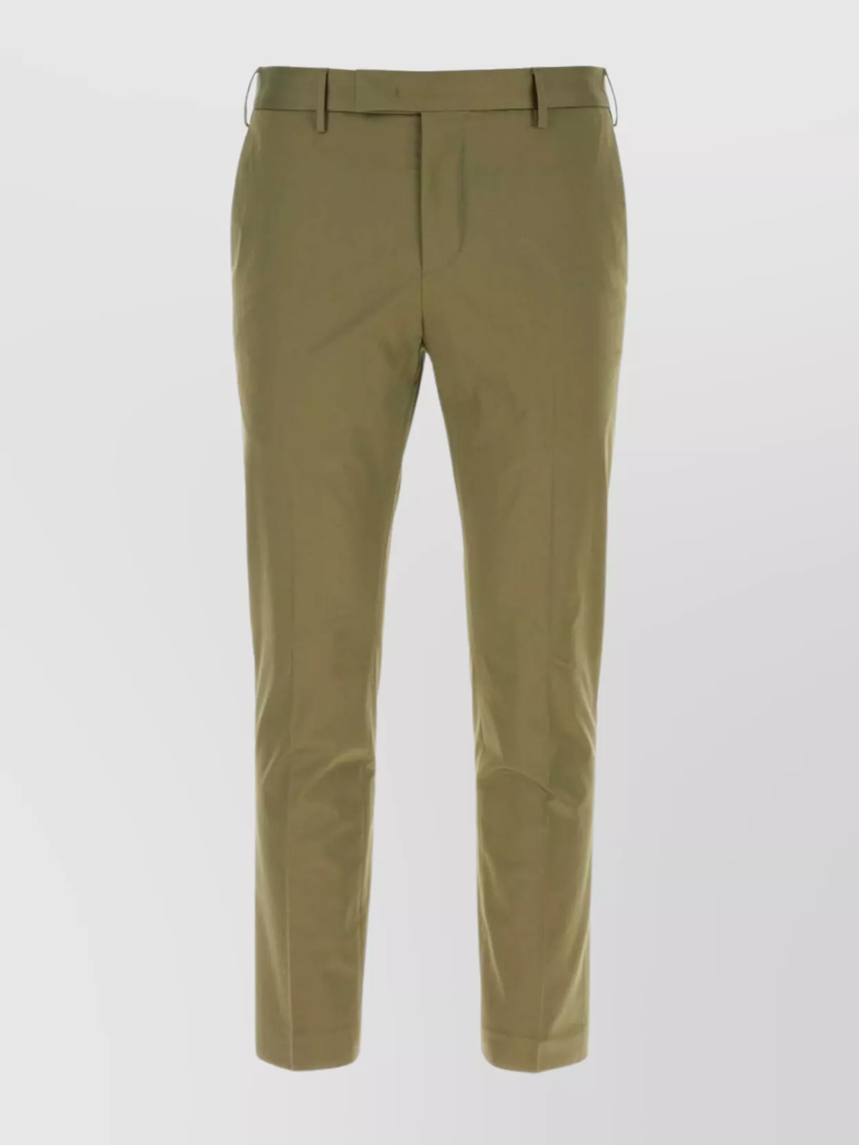 Pt Torino Stretch Cotton Straight Leg Trousers With Pockets In Green