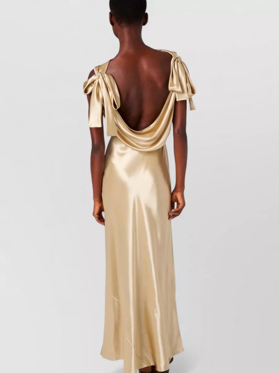 Miu Miu Satin Floor Length Dress With Open Back