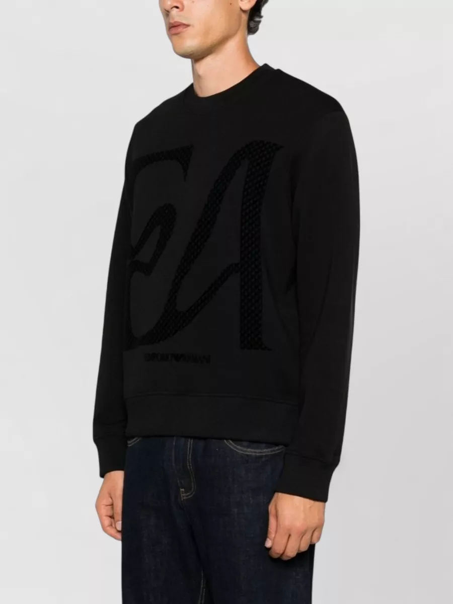 Emporio Armani Cotton Logo-Print Crew-Neck Sweatshirt