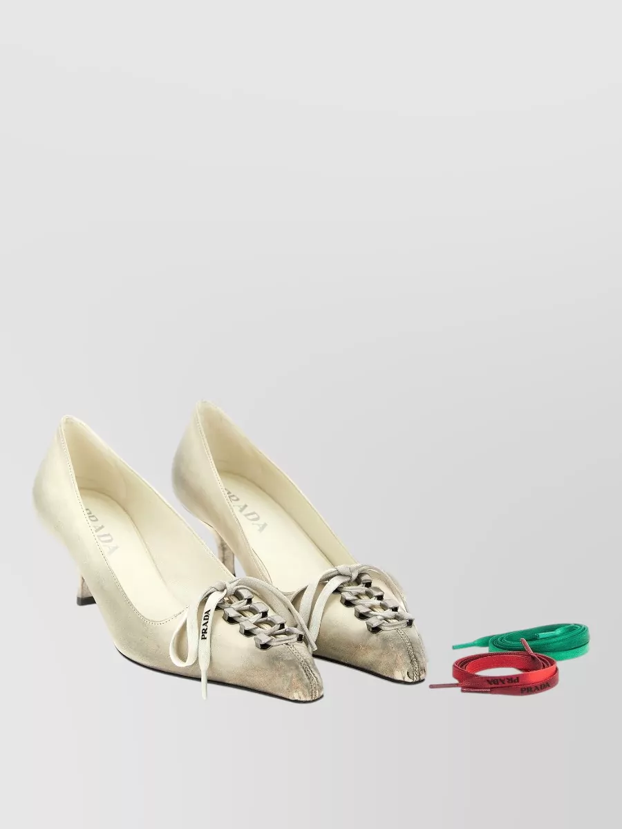 Prada Leather Lace-Up Pumps