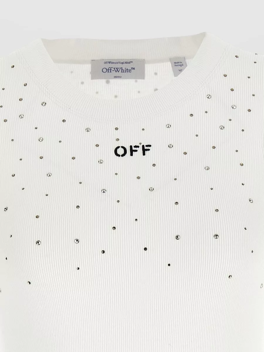 Off-White Crystal-Embellished Top