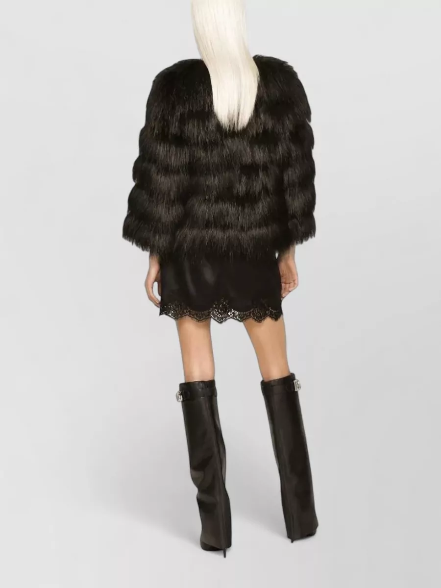 Dolce&Gabbana Faux Fur Cropped Jacket Long Sleeves