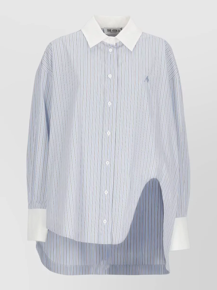 The Attico Striped Oversized Cotton Long-Sleeve Shirt