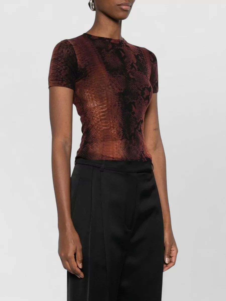 Jean Paul Gaultier Snake Print Stretch Top Short Sleeves