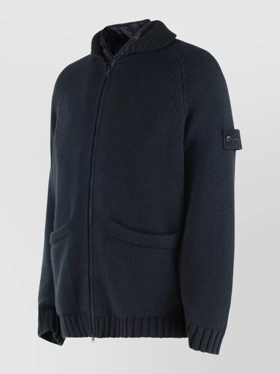 Stone Island Cashmere Ribbed Zip Jacket
