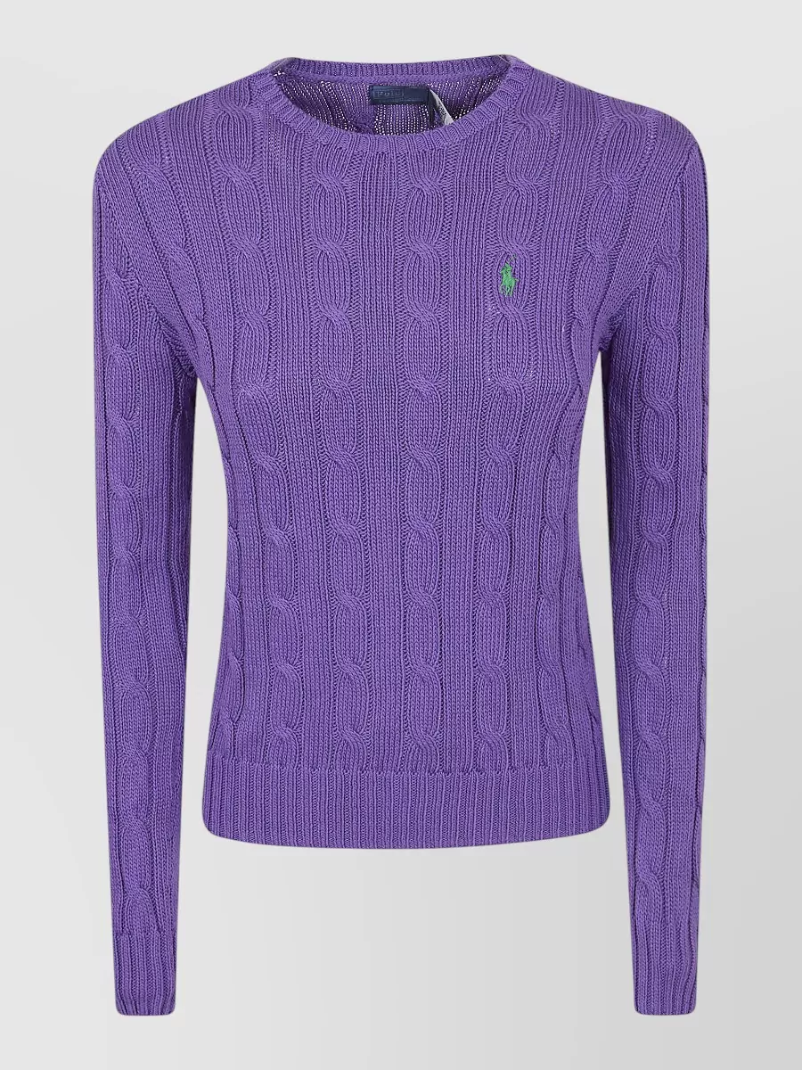 Polo Ralph Lauren Julianna Cable Knit Crew Neck Sweater In Purple