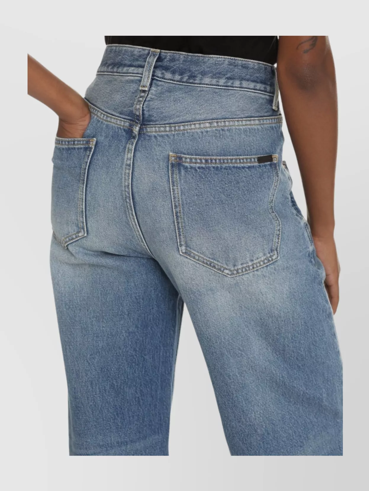 Saint Laurent Wide-Leg Faded Wash Denim Trousers With Belt Loops