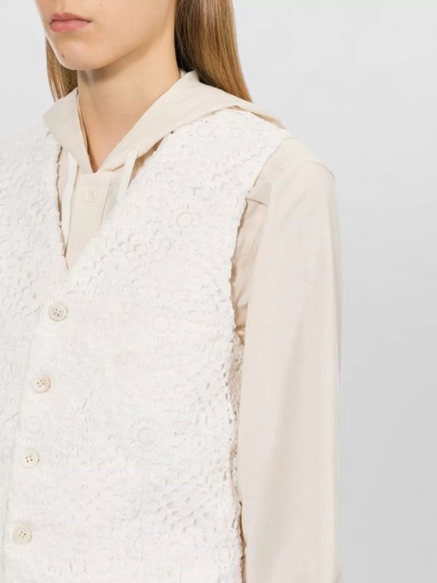 Comme Des Garçons Floral-Embroidered Vest