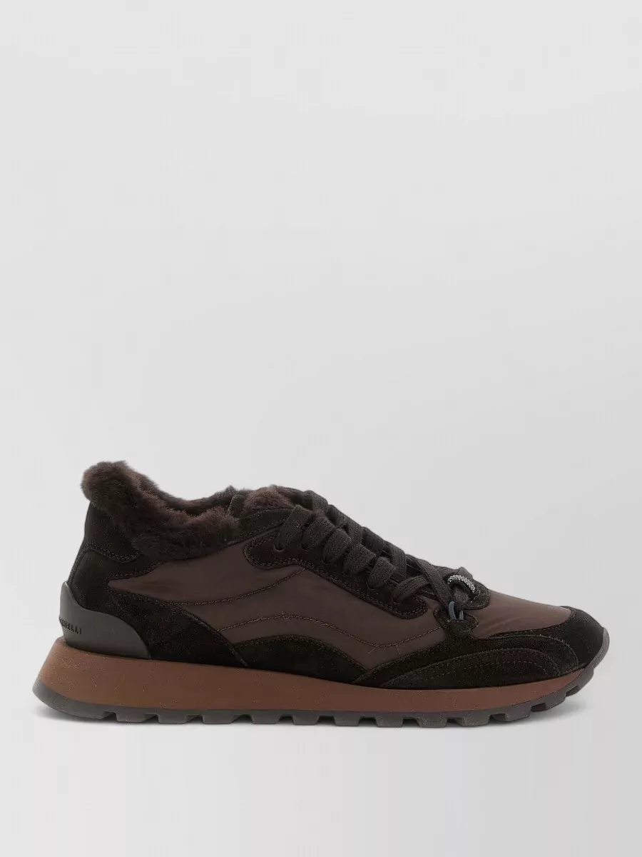 Brunello Cucinelli Suede And Shearling Low-Top Sneakers