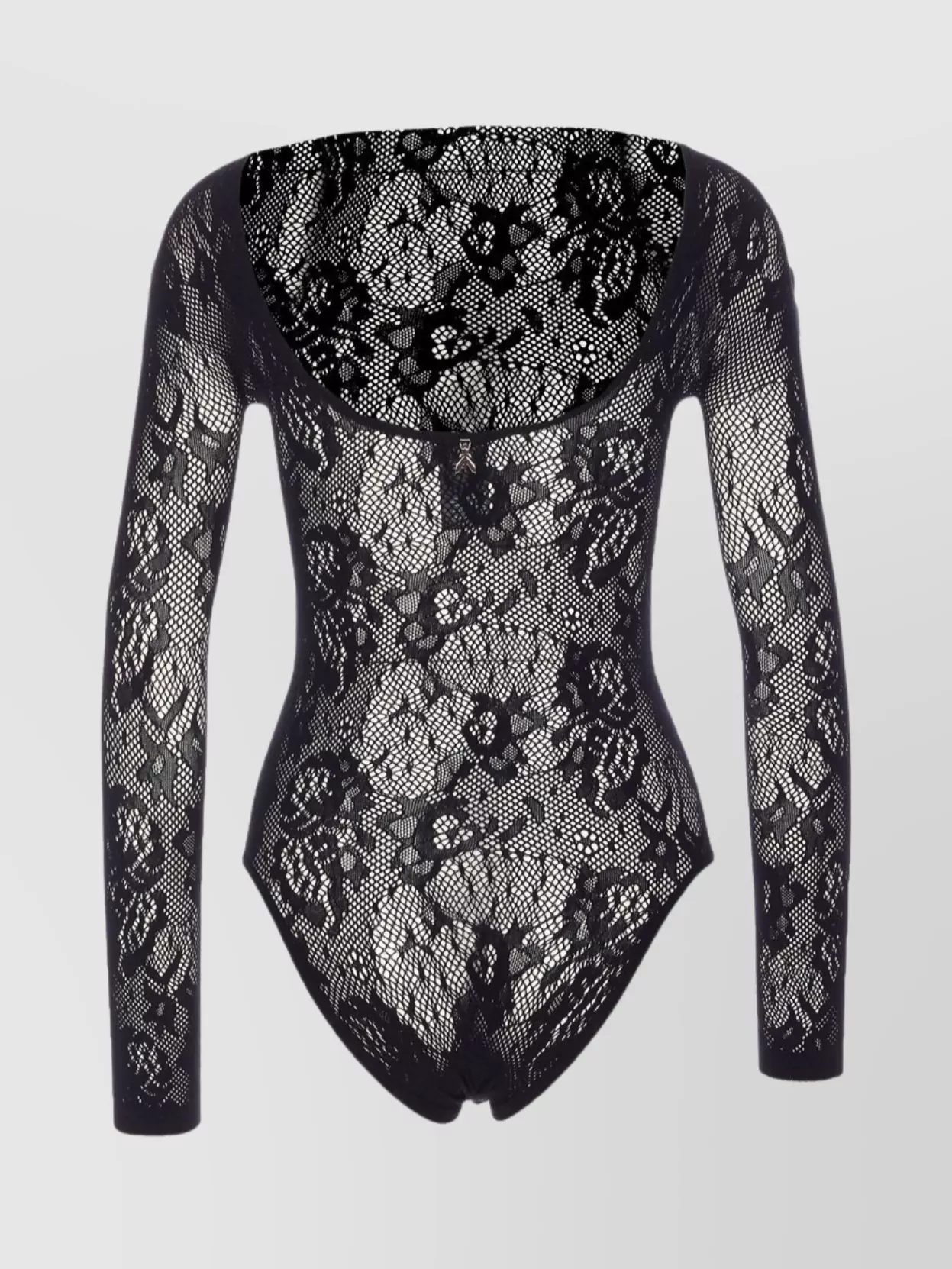 Patrizia Pepe Sheer Floral Lace Long Sleeve Top In Multi