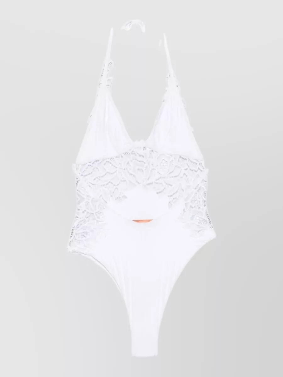 Ermanno Scervino Lace Halterneck V-Neck Bodysuit