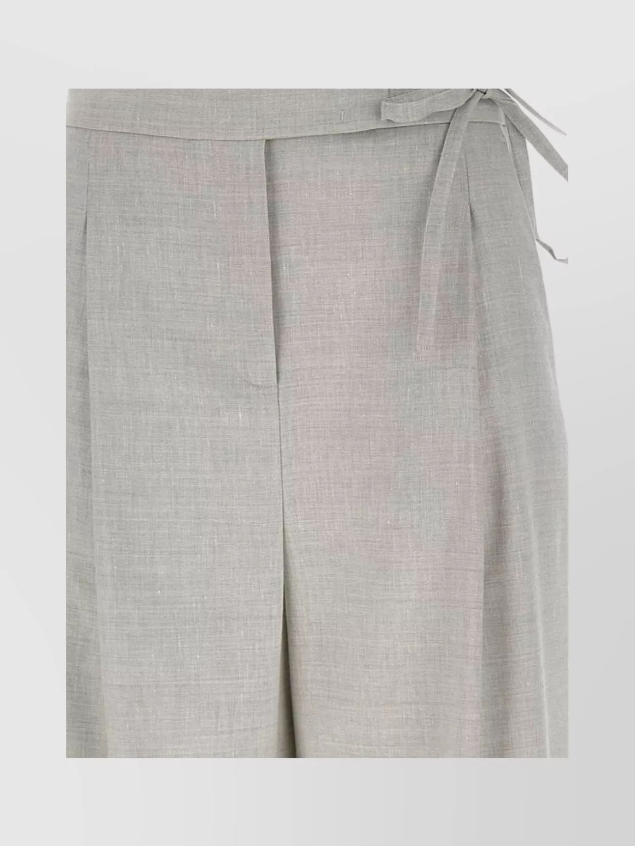 Eleventy High Waist Linen And Wool Blend Trousers In Gray