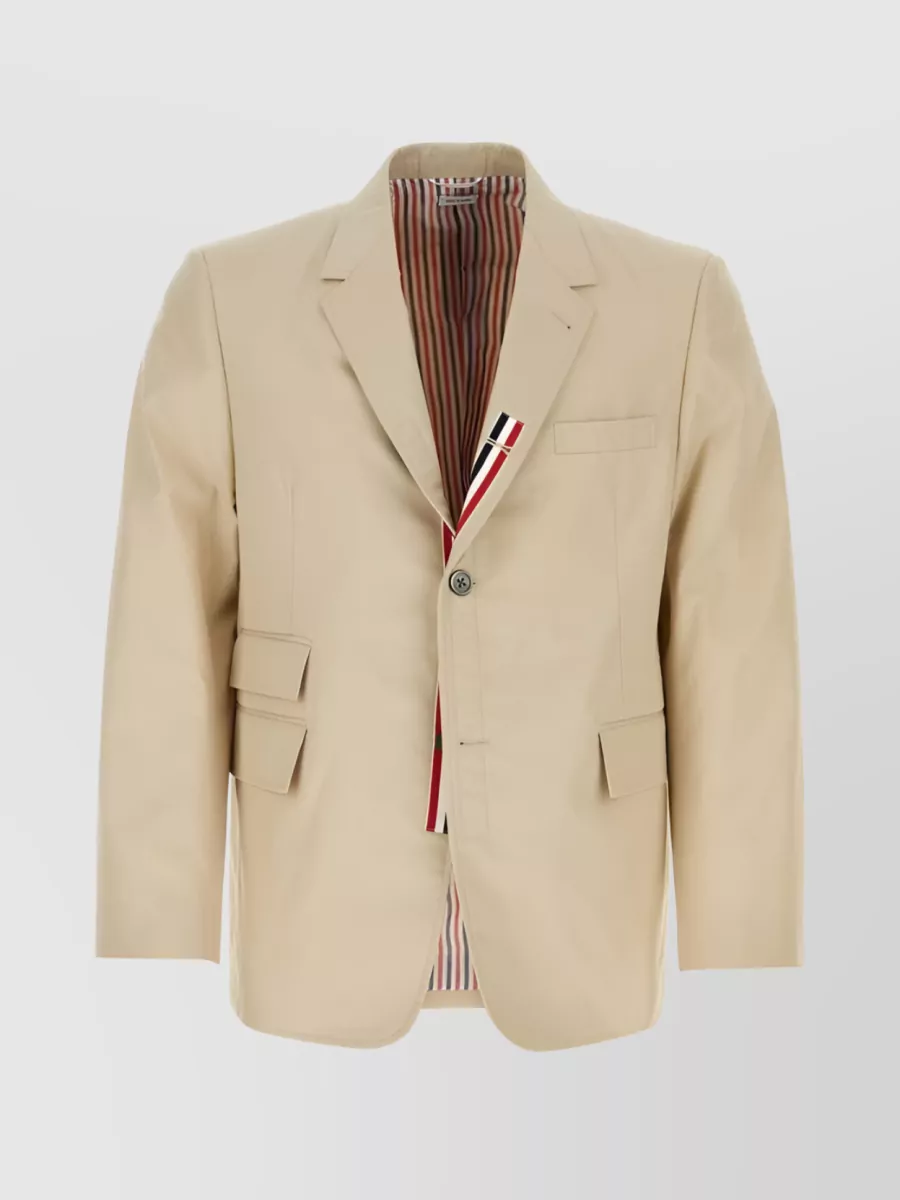 Shop Thom Browne Sharp Single-breasted Jacket With Flap Pockets In Cream