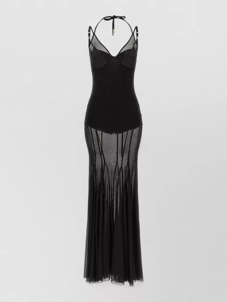 Elisabetta Franchi sheer tulle long dress