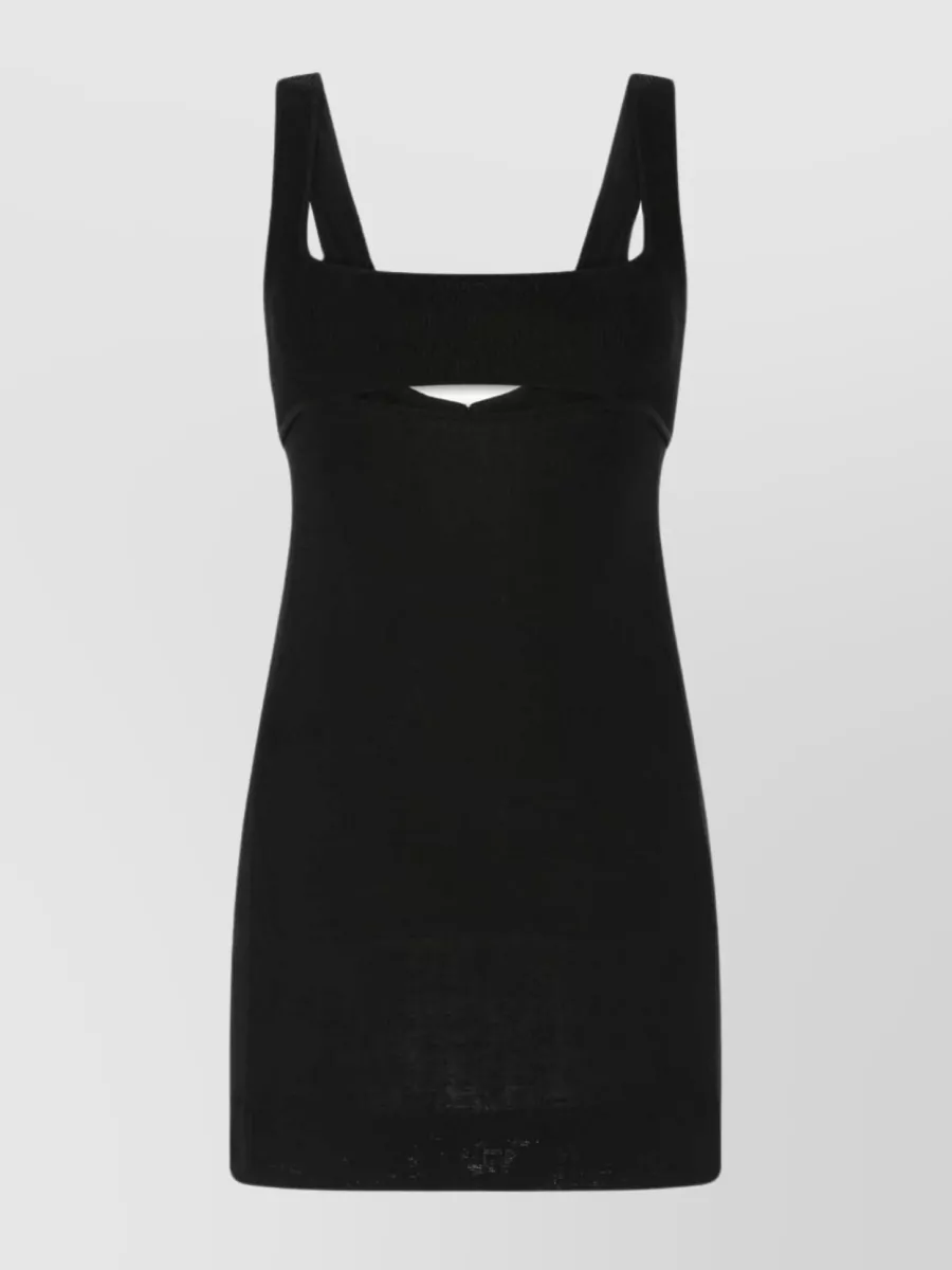 Shop Saint Laurent Viscose Blend Mini Dress With Scoop Neck In Black