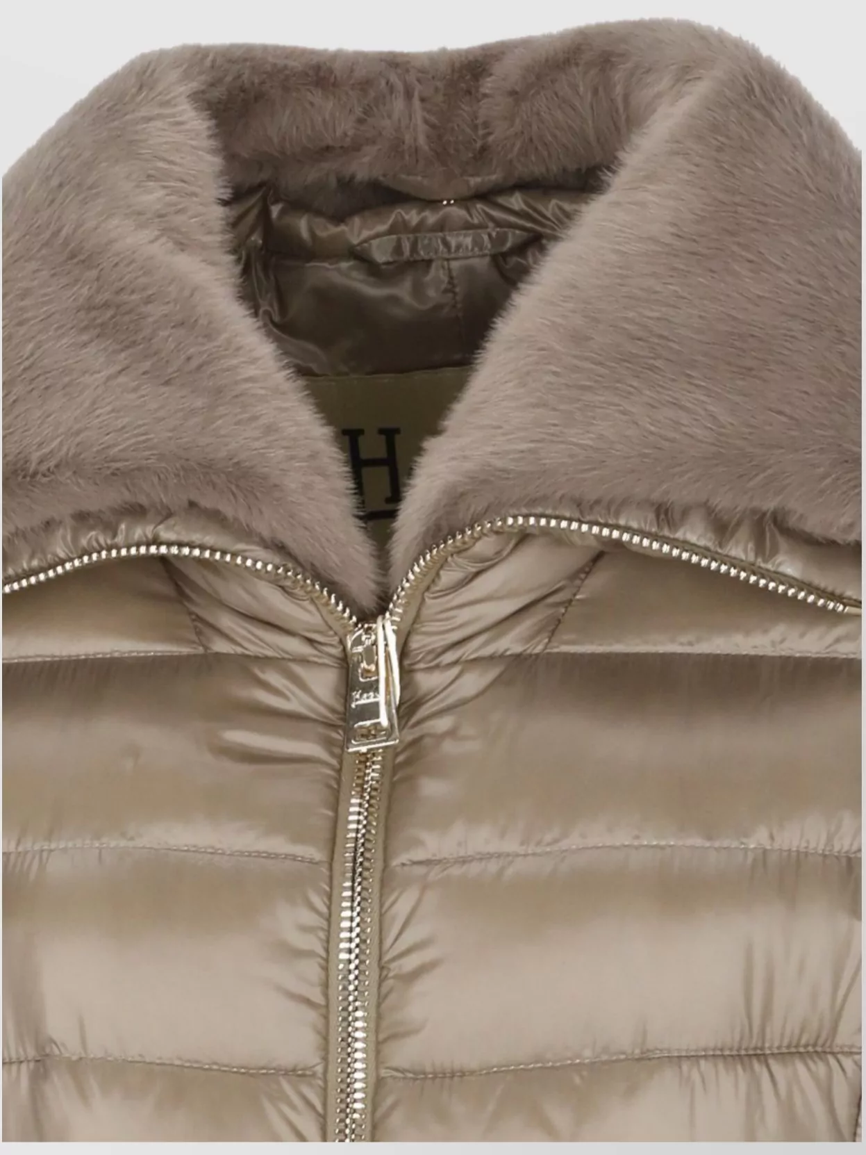 Herno Fur Collar Quilted Down Jacket In Brown