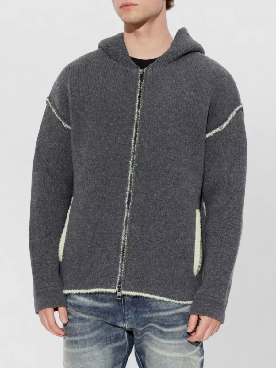 Diesel Wool Hooded Zip-Up Cardigan