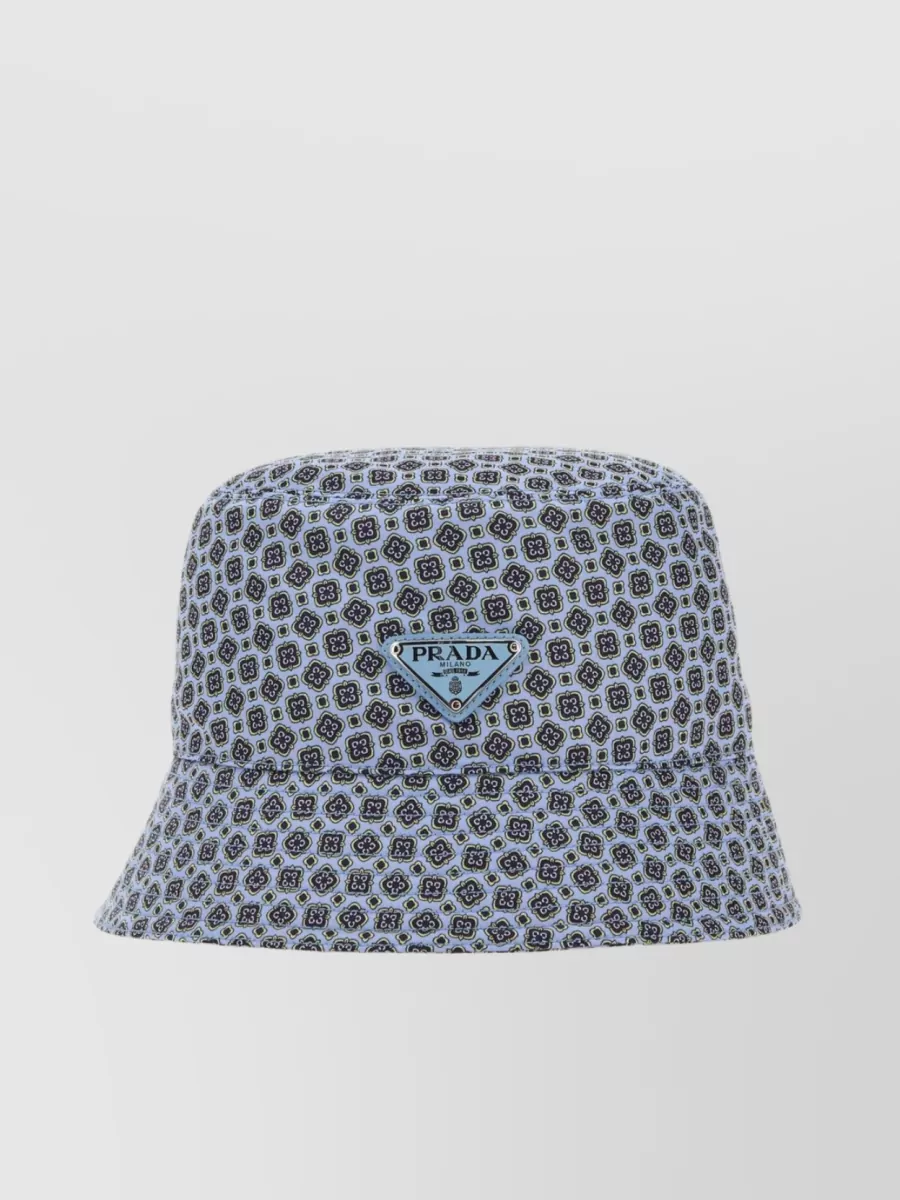 Shop Prada Nylon Print Bucket Hat In Blue