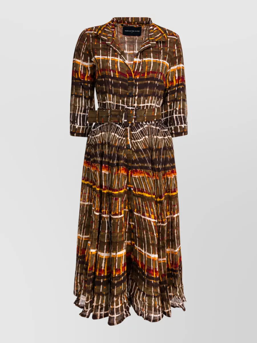 Samantha Sung wool plaid midi dress
