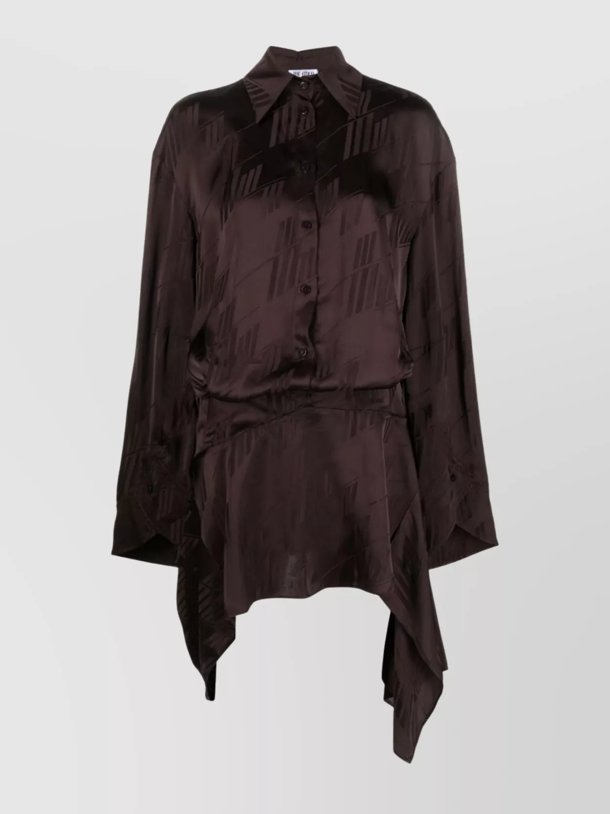The Attico Shirt Dress Houndstooth Asymmetric Hem
