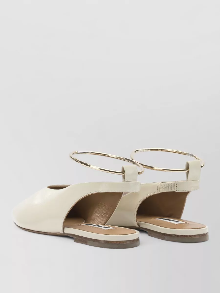 Jil Sander Pointed Toe Slingback Flat Shoes In White