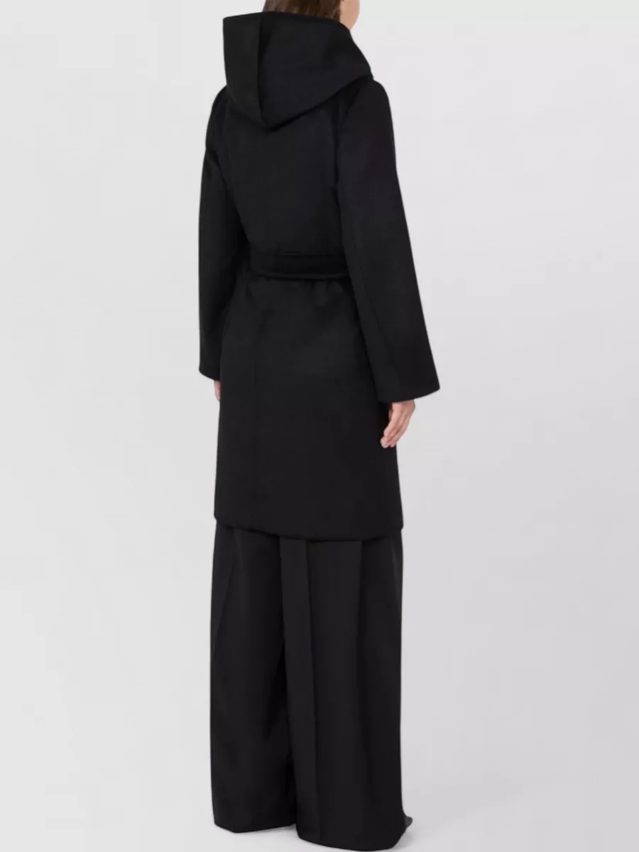 S Max Mara Wool Hooded Belted Midi Coat