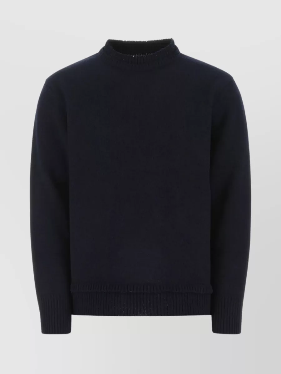 Shop Maison Margiela Ribbed Wool Blend Sweater In Blue