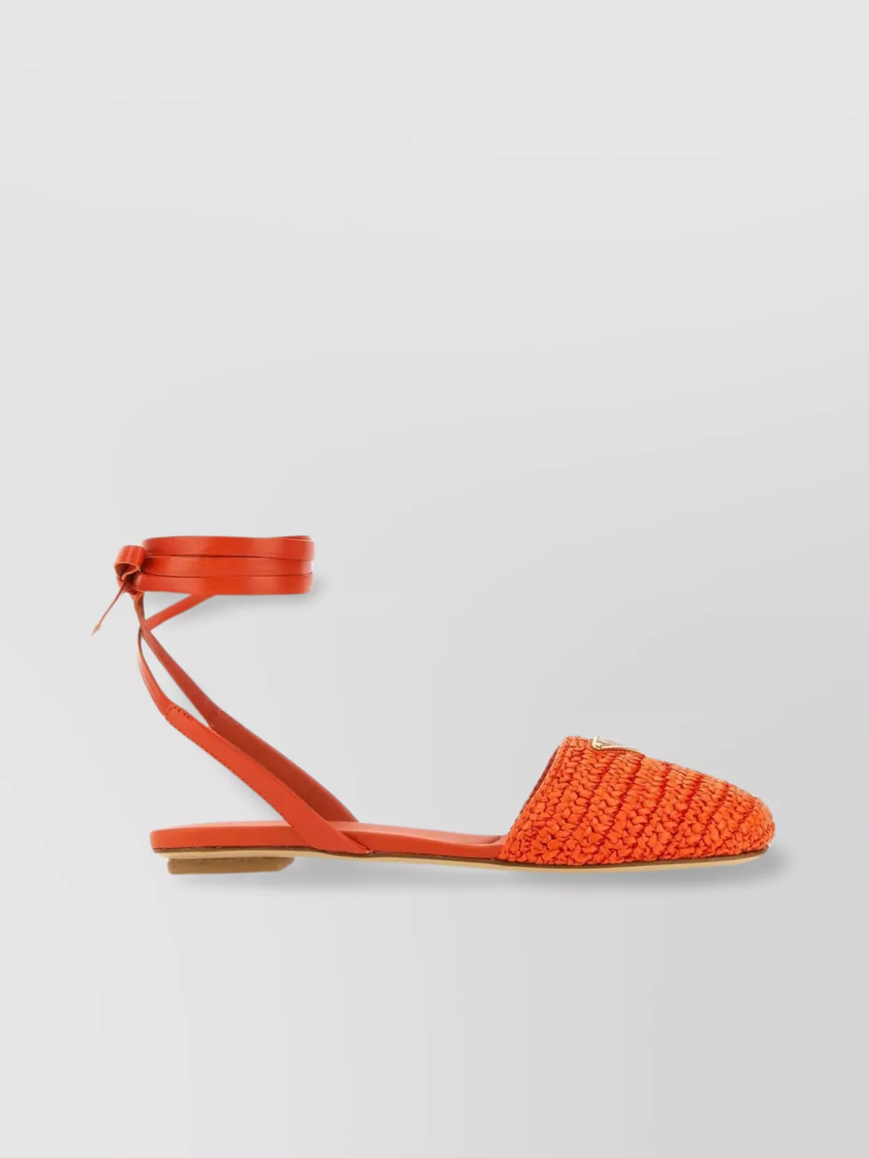 Shop Prada Raffia Woven Round Toe Sandals In Red
