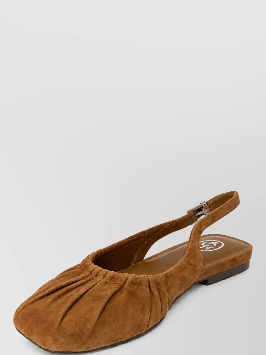 Ash leather ruched slingback ballerina shoes