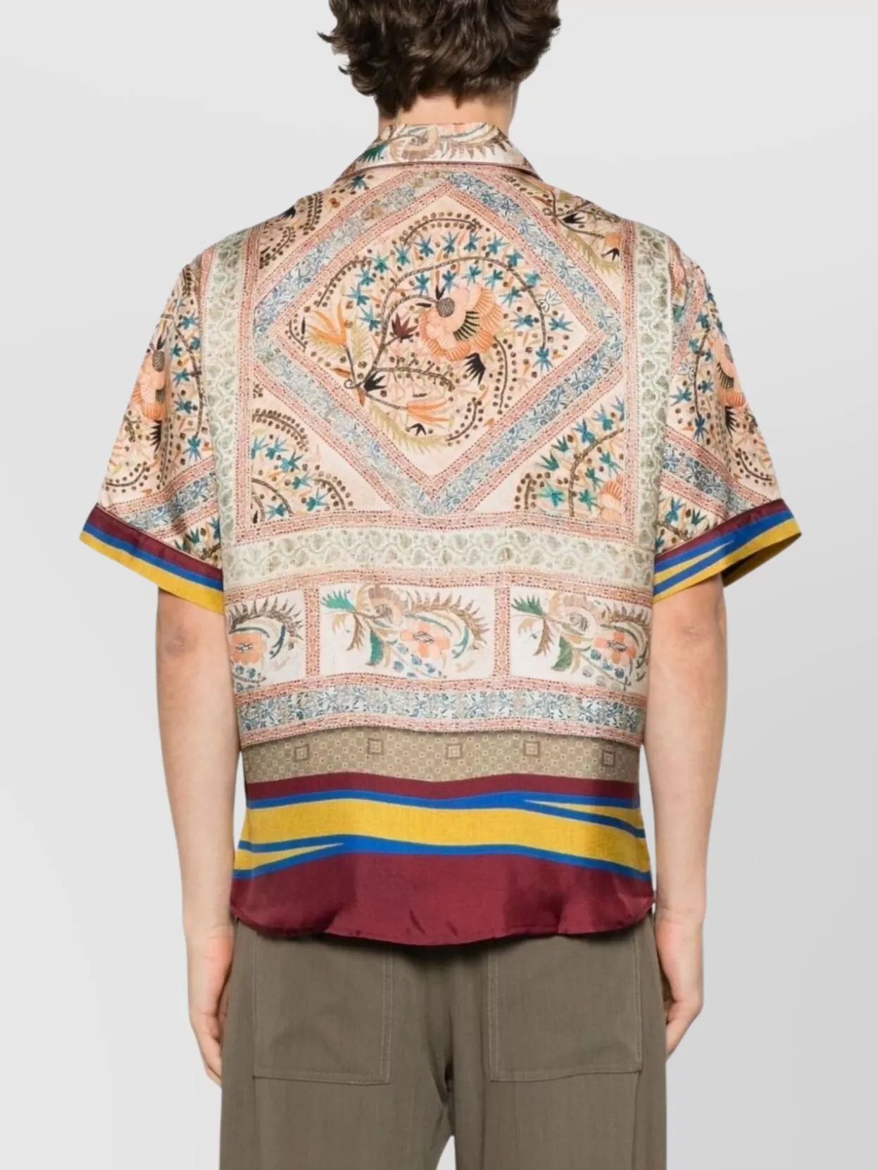 Pierre Louise Mascia Short Sleeve Patterned Camp Collar Top