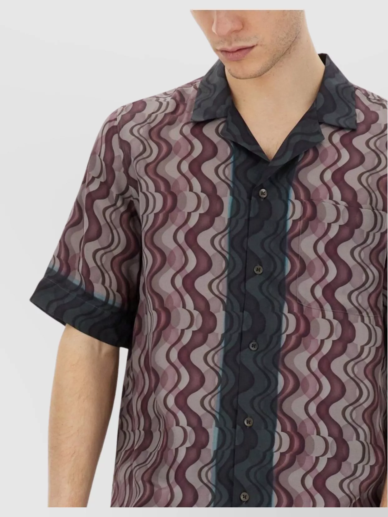 Dries Van Noten Geometric Patterned Short Sleeve Shirt With Pocket