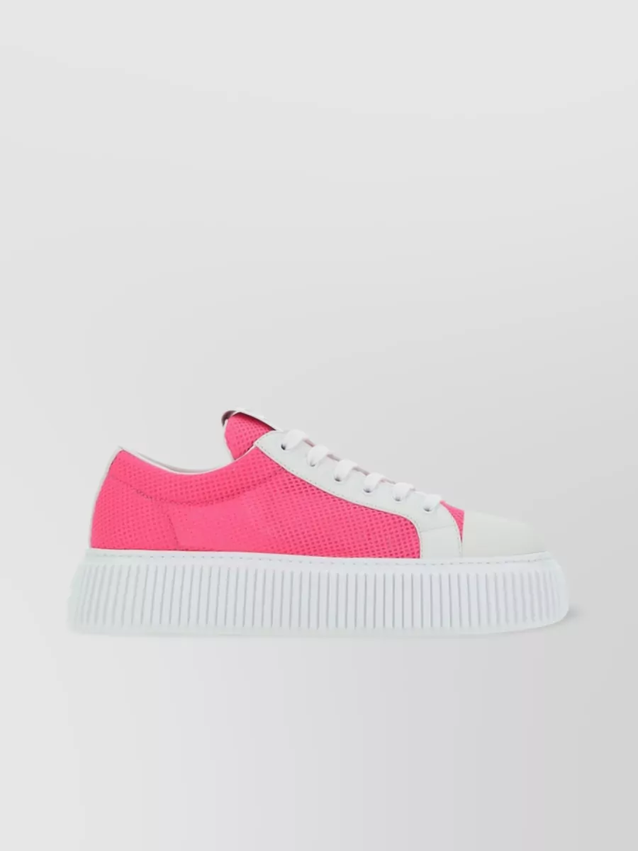 Shop Miu Miu Logo Relief Platform Sneakers In Pink
