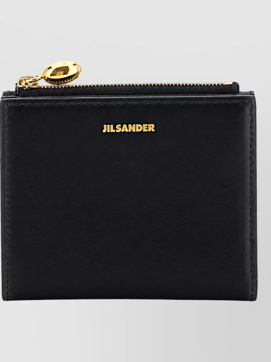 Jil Sander Leather Goji Mini Wallet In Black