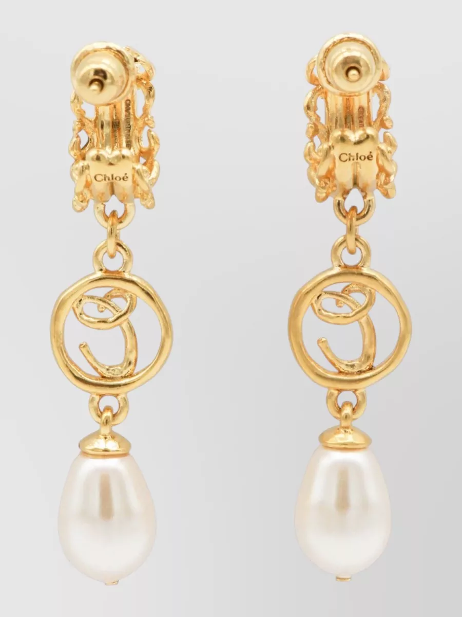 Chloé Drop Design Earrings Pearl Detail
