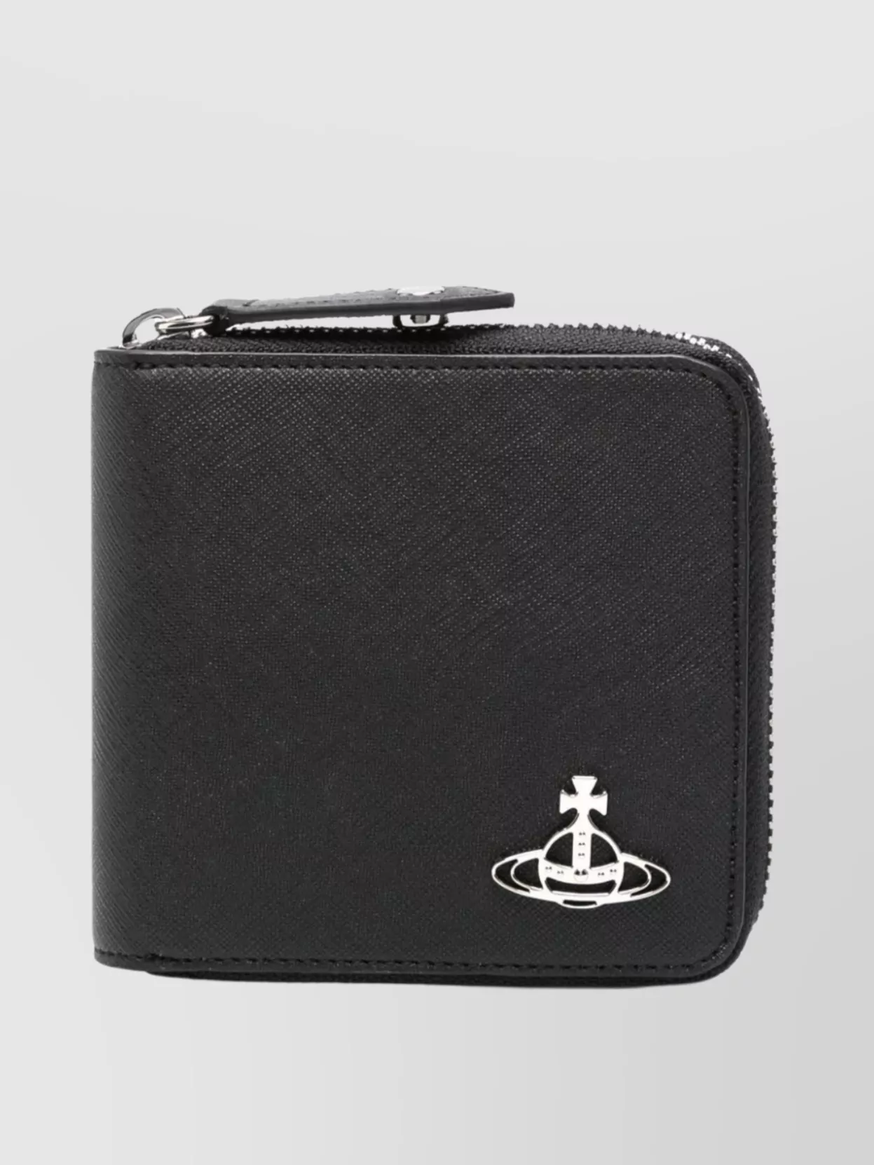 Shop Vivienne Westwood Grained Rectangular Wallets With Silver-tone Hardware In Black