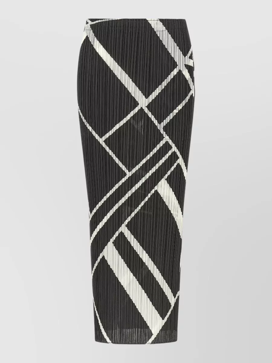 Pleats Please Issey Miyake Printed Pleated Pencil Midi Skirt