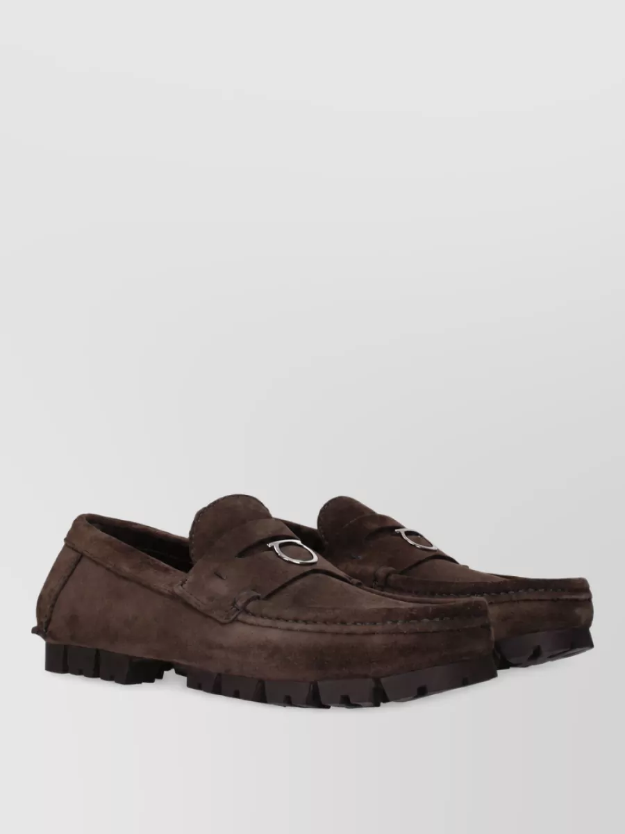 Ferragamo Suede Leather Boat Shoes