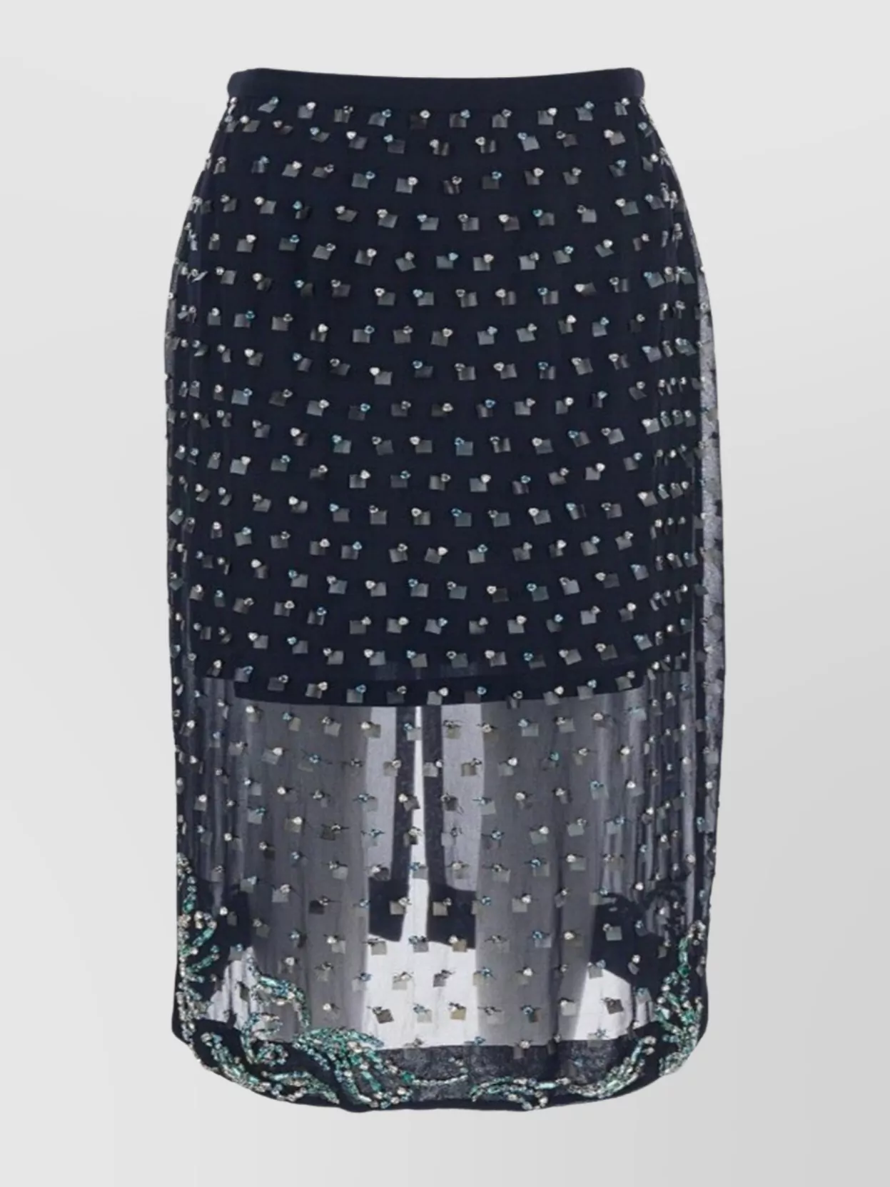 Dries Van Noten Embroidered Mid-rise Skirt Slit In Black