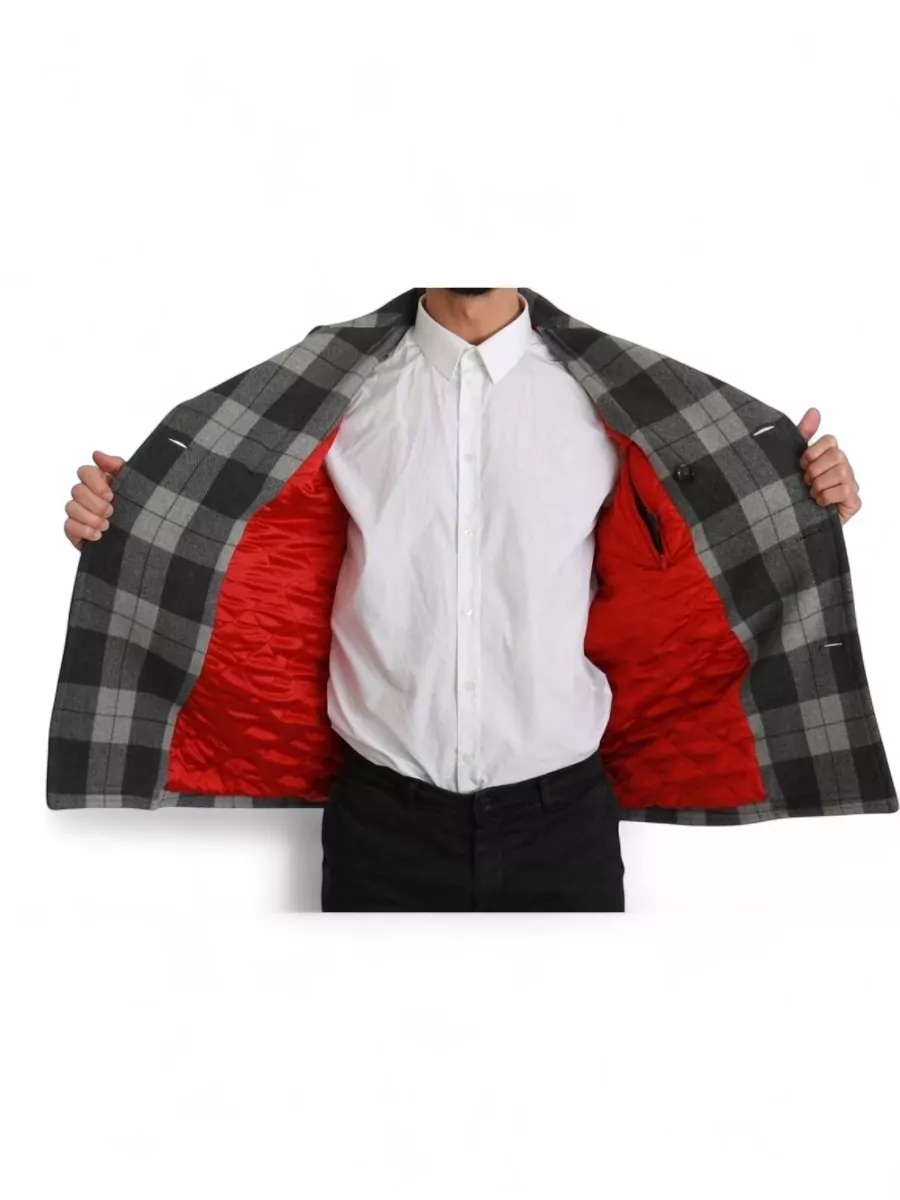 Dolce&Gabbana Checked Wool Double-Breasted Peacoat