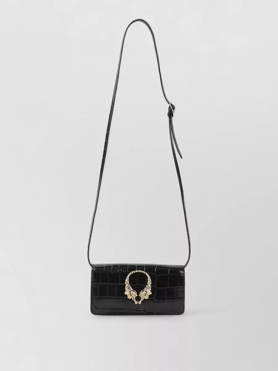 Roberto Cavalli Roar Mini Shoulder Bag Crocodile Gold Strap