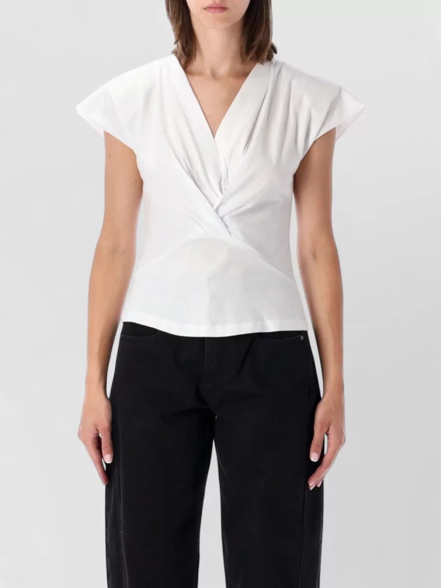 Isabel Marant Etoile cotton draped v-neck short-sleeve blouse