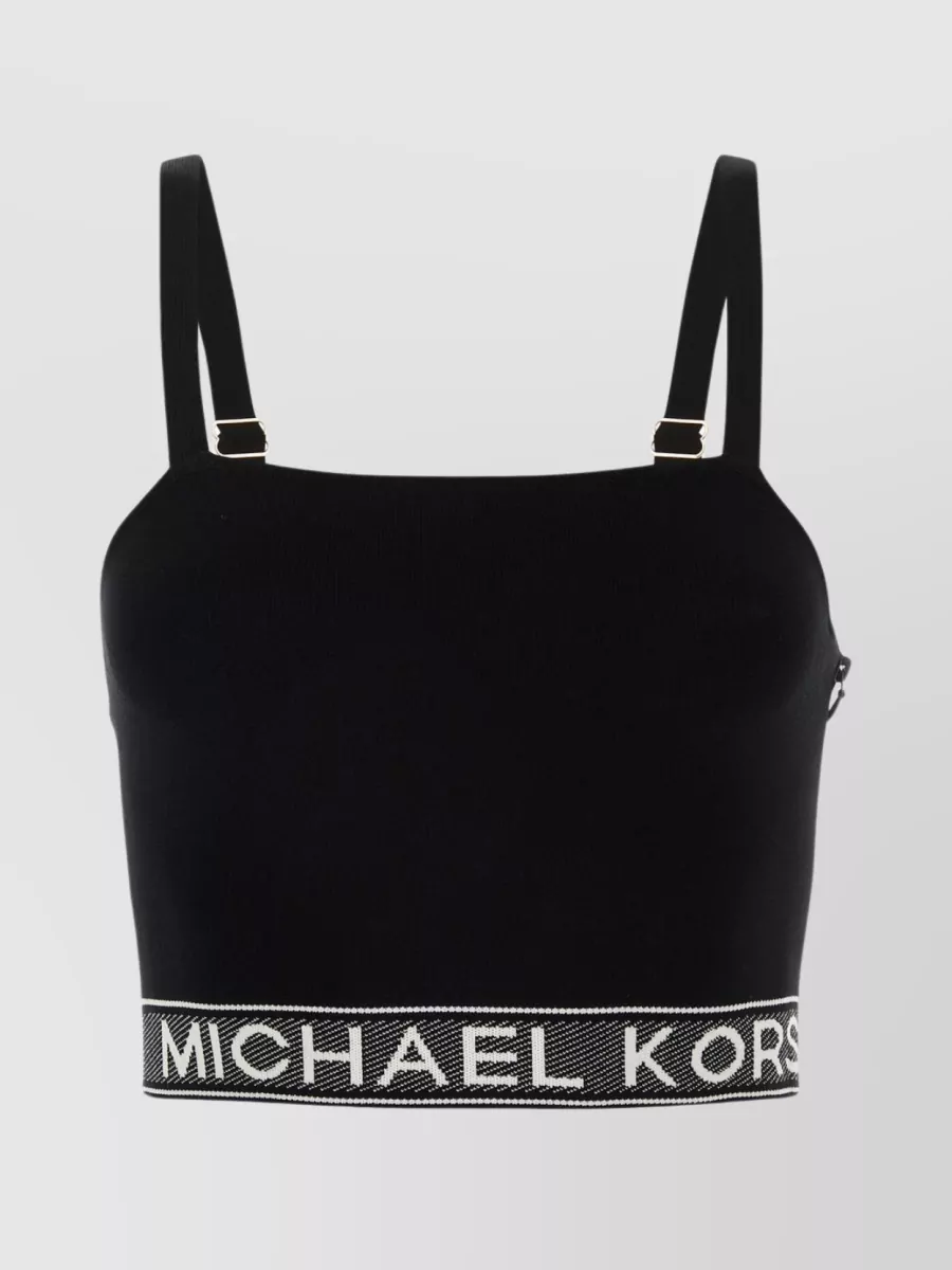 Shop Michael Kors Adjustable Strap Crop Top In Black