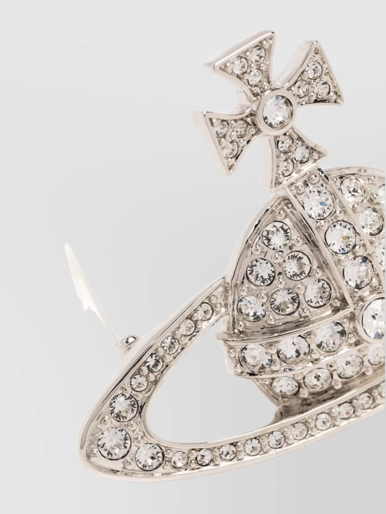 Vivienne Westwood Crystal Cross Orb Platinum Pin
