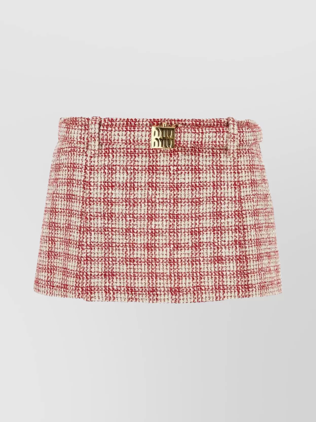 Shop Miu Miu Textured Tweed Mini Skirt With Embroidery
