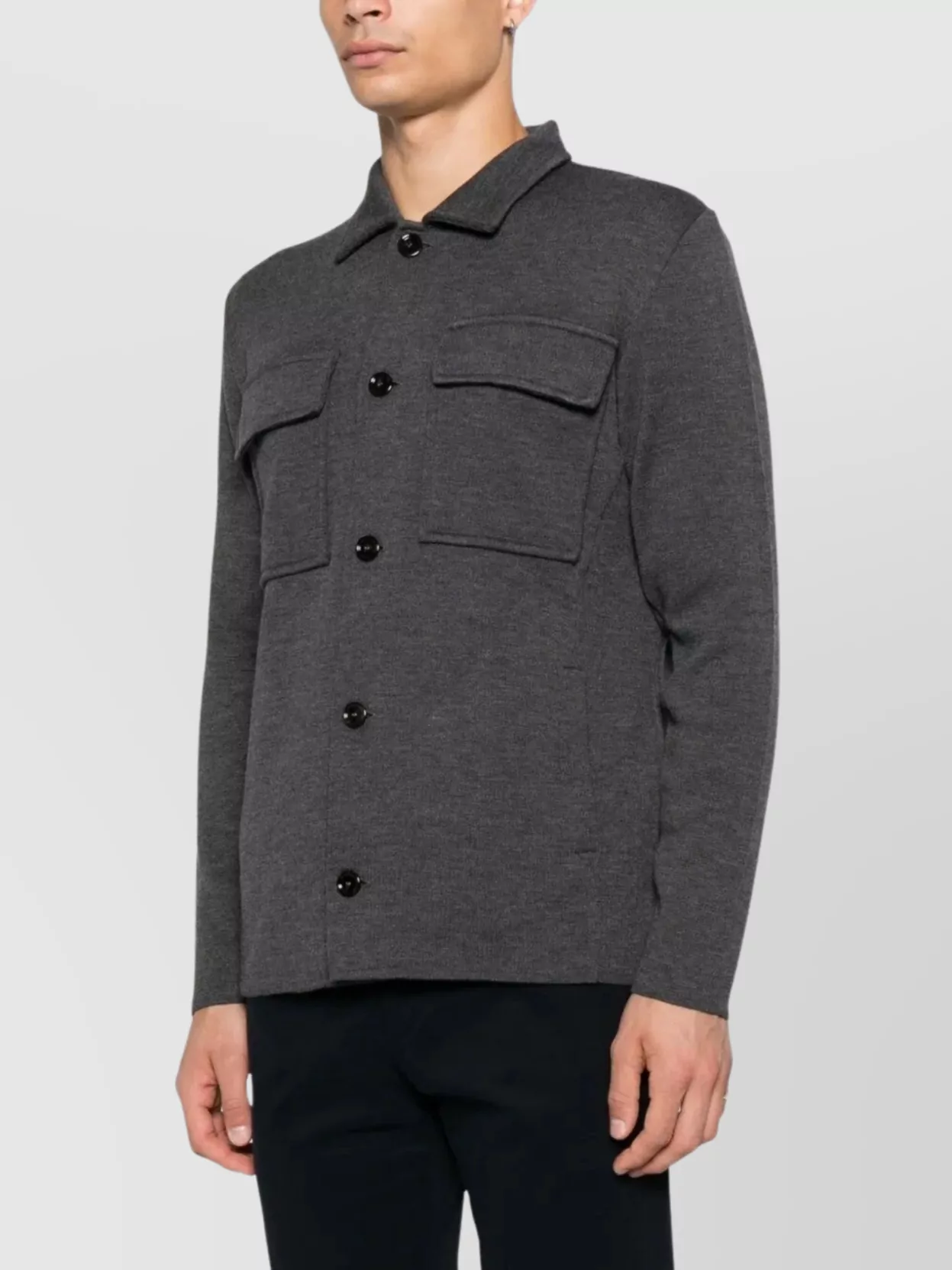 Lardini Men's Collared Knit Jacket Appliqué