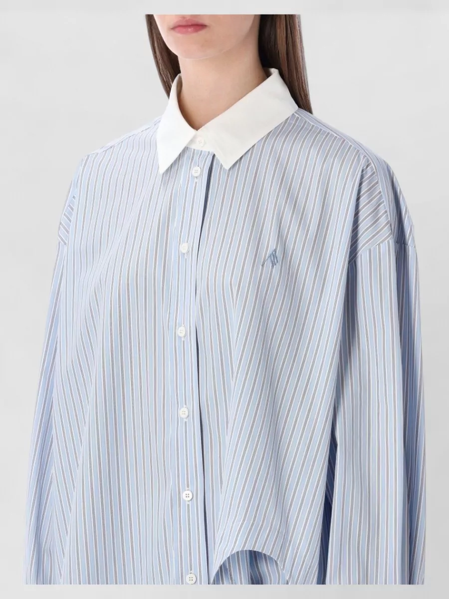The Attico Striped Long Sleeve Shirt With Contrast Collar And Cuffs