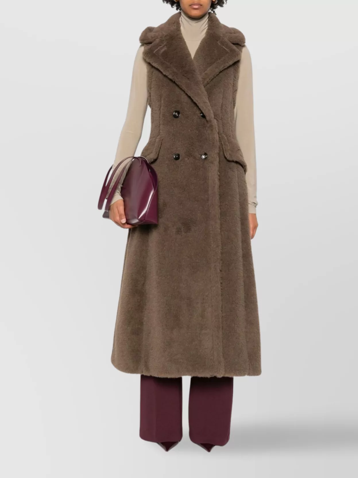 Max Mara Sleeveless Double-breasted Coat Boario In Black