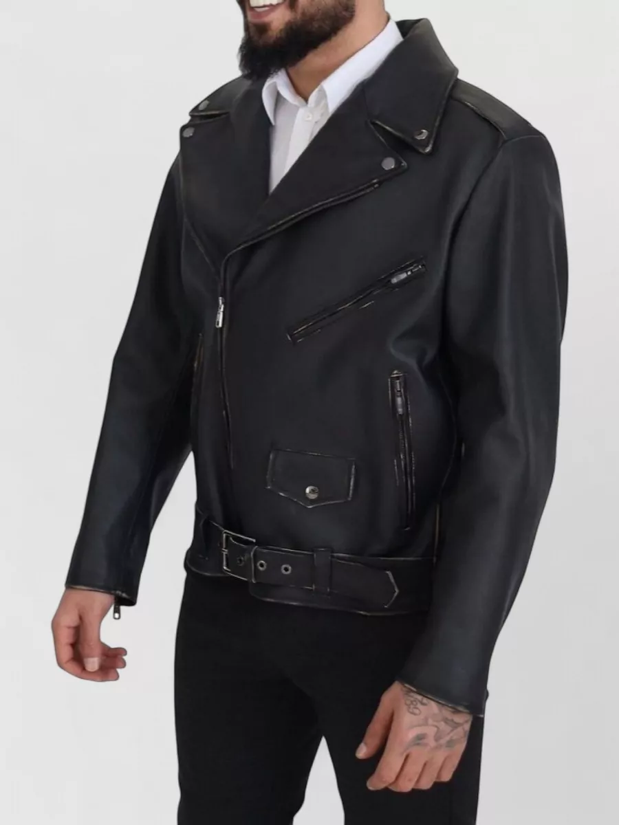 Dolce&Gabbana Leather Belted Biker Coat