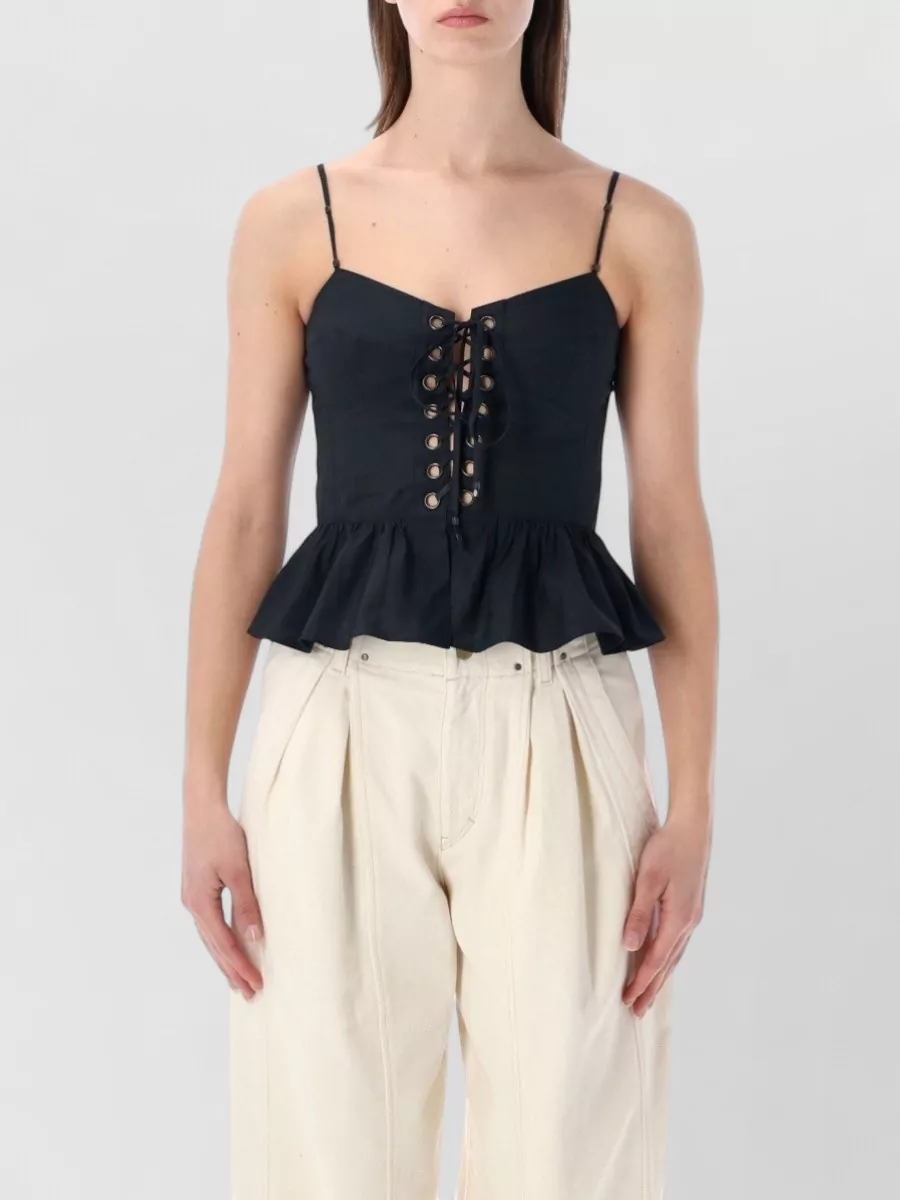 Isabel Marant Etoile Cotton peplum sleeveless sweetheart neck top